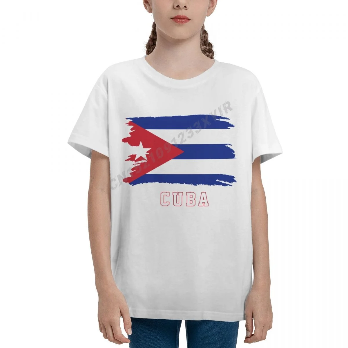 

Футболка детская с круглым вырезом, коротким рукавом и флагом Кубы
