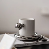small white mug cup coffee ceramic cute gift porcelain coffee cup and saucer latte afternoon tea kaffeetasse coffeeware items
