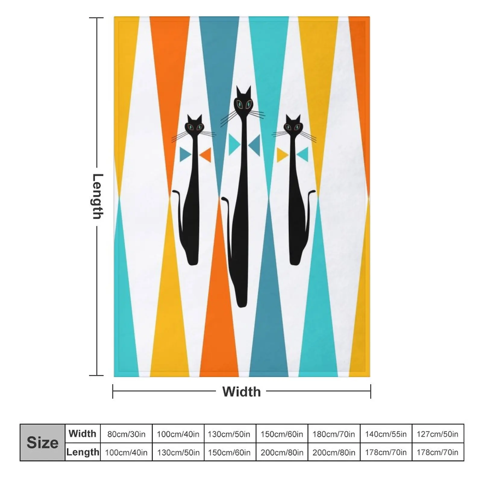 MidCentury Modern Art 10 Jester Cats Фланелевое одеяло