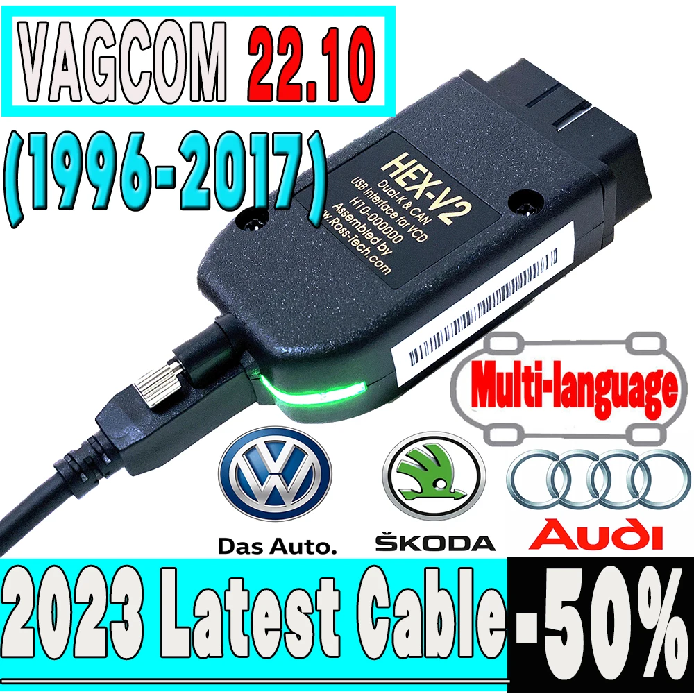 

2023 Newest 22.10 VAGCOM VAG Scanner VAG Tool VAG COM Cable OBD2 Diagnostic Cable Multi-Language OBD2 Scanner HEX V2 VAGCOM