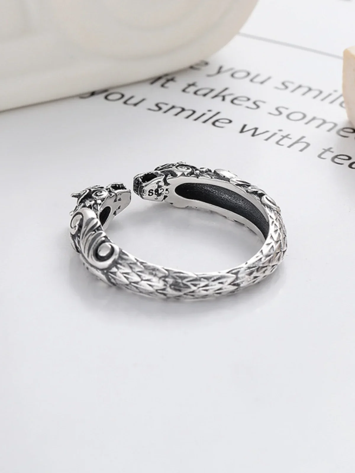 QN Новое ретро кольцо с двойной головой дракона для мужчин и женщин модные