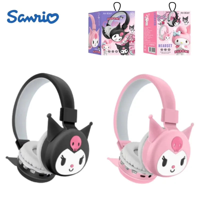 

New Kulomi Hello Kitty Cut Bluetooth Headphone Wireless Headsets Anime Cartoon Stereo Headset Earphone Fashion Holiday Gifts