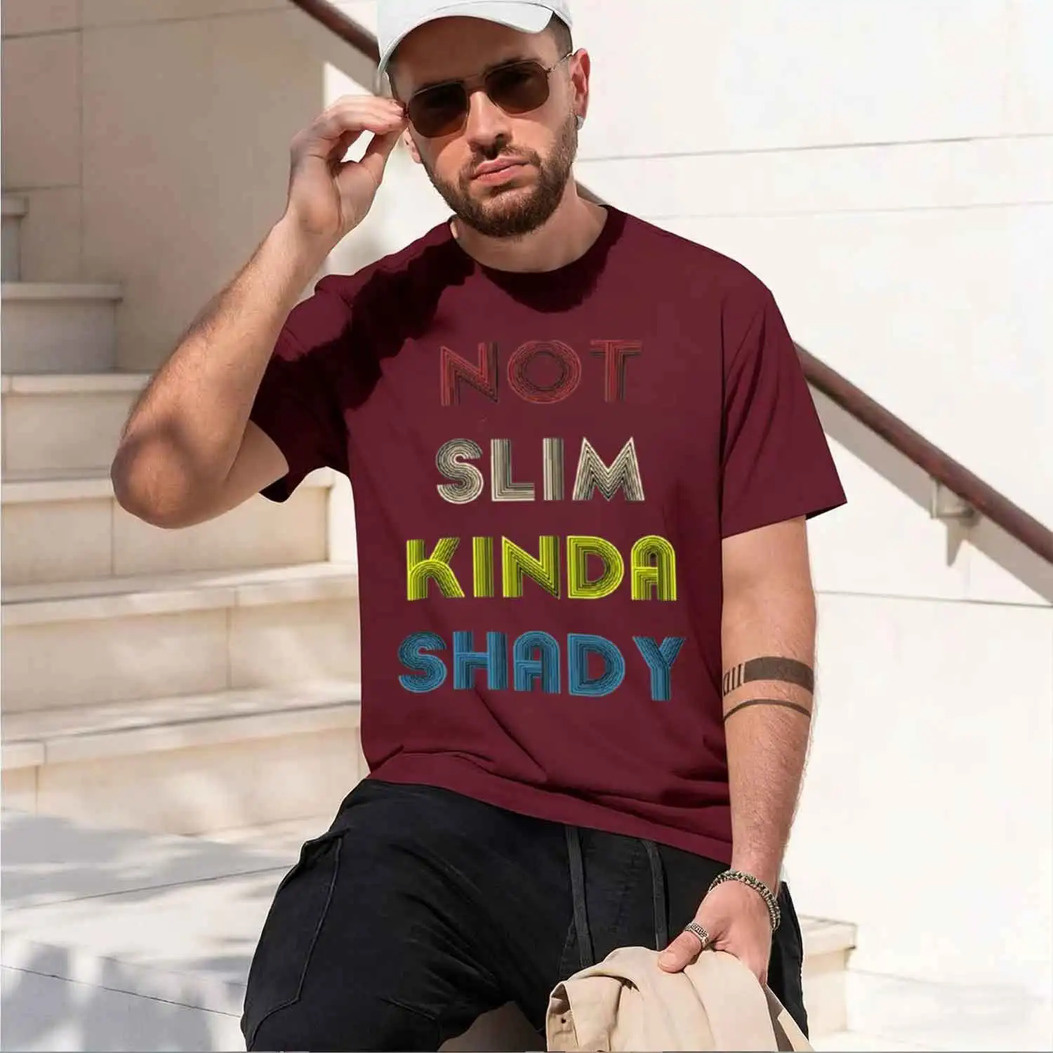 Футболка Not Slim Kinda Shady с принтом, короткий рукав, новая модель 2026 года, классическая повседневная футболка с круглым вырезом, различные цвета (art.: 3920dc6df3d8d) - 3920dc6df3d8d