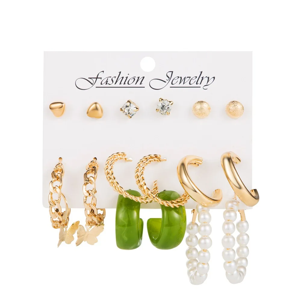 

Gold Set Earrings Y2K Pearl Studded Stainless Steel Earrings INS Style Silver Women's Earrings Kpop Style Girl Friendship Gift