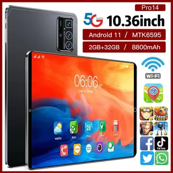 Tableta Pro14 de 2022 pulgadas, Tablet con Android 10,36, 2GB, 32GB de ROM, MTK6592, red Wifi, 11,0 mAh, 8800 1