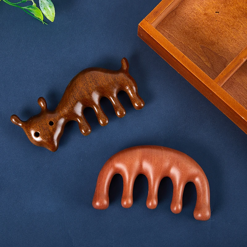 

Sandalwood Body Meridian Massage Comb Sandalwood Five Wide Tooth Comb Acupuncture Therapy Blood Circulation Anti-static Smooth H