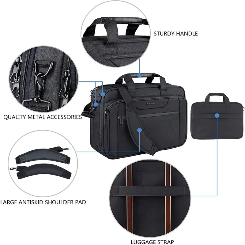 Laptop Bag Expandable Laptop Briefcase Fits Up to 17.3 Inch Laptop Water-Repellent Shoulder Messenger Bag Computer Bag for Trave