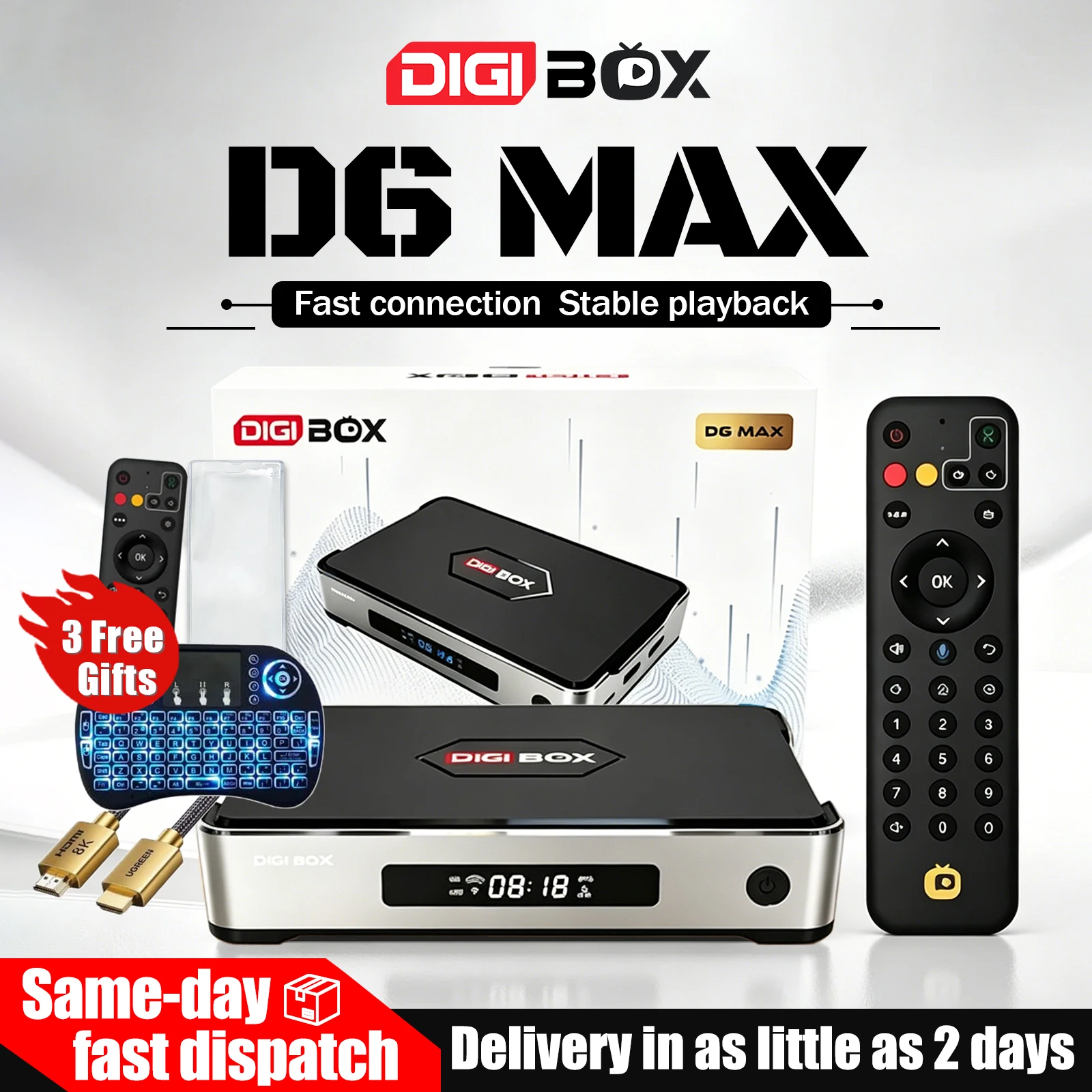Фото Оригинальная новая ТВ-приставка DIGIBOX D6 MAX Smart Android, медиаплеер Smart Global, поддержка 8K HD | Wi-Fi 6 | 4 ГБ + 64 ГБ | Голосовой пульт дистанционного управления №1