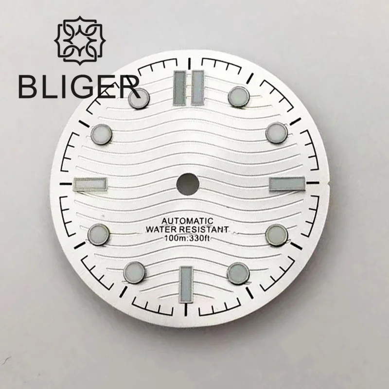 BLIGER New 31mm Watch Dial Black Green Blue White Fit NH35 NH36 ETA8215 Mingzhu2813 PT5000 Movement Green Luminous Date/No Date