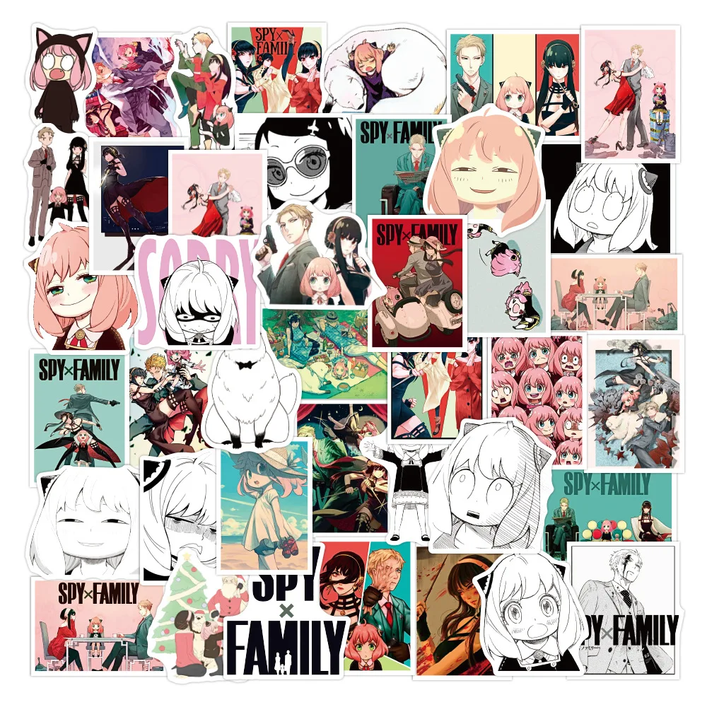 

50Pcs Anime SPY×FAMILY Cartoon Stickers Waterproof Paster DIY Car Laptop Suitcase Skateboard Guitar Stickers Cup Yor Sticker