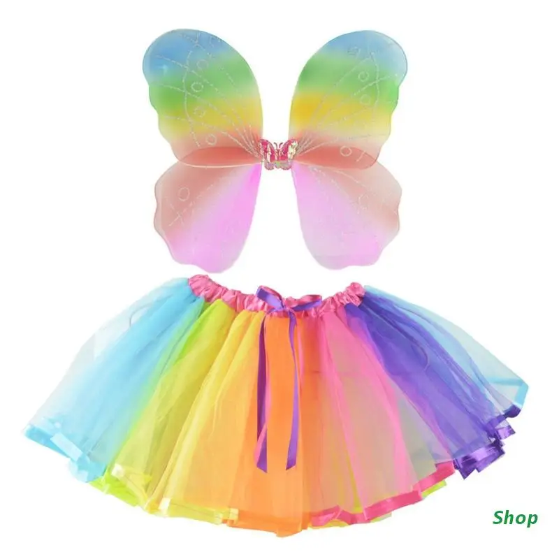 

L5YC Girls Butterfly Costume Fairy Birthday Party Wings Tutu Dress Up for Halloween
