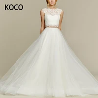 macdougal wedding dresses 2022 elegant o neck sleeveless lace tulle ball gown long vestido de novia civil for women custom made