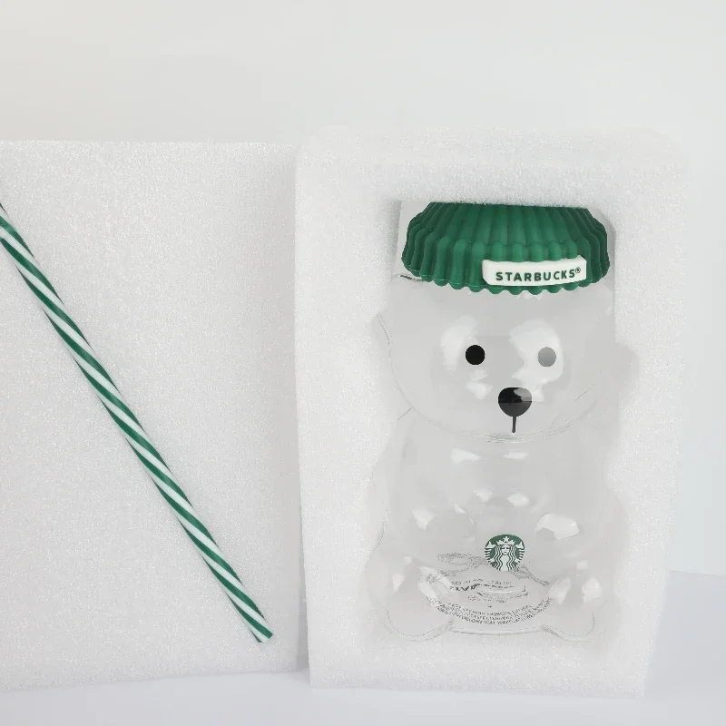 Фото Стакан для воды Starbucks Bear, 591 мл, элегантный, минималистичный, с прозрачной текстурой, тонкой отделкой, отличный коллекционный предмет и посуда для напитков №4