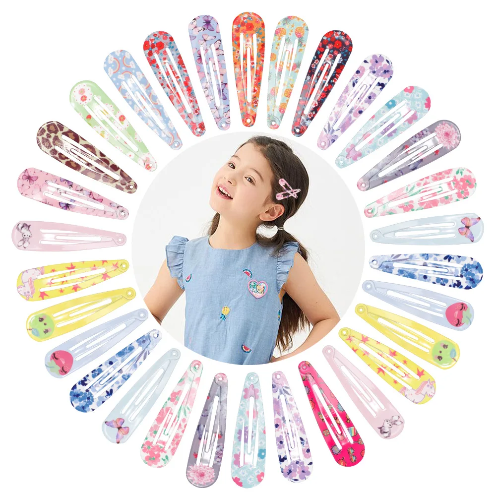 

2pcs Click Clack girls Hair Clips for Girls Baby Colorful Floral Print Hairpins Girls Hairpins Headdress Kids Hair Accessories