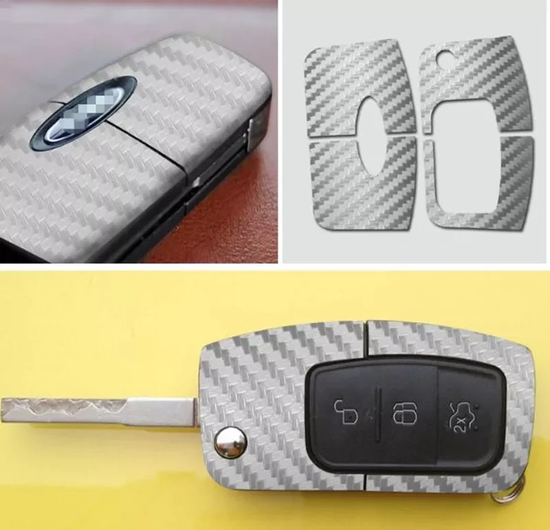 2 шт./лот углеродное волокно или скраб Автомобильный ключ наклейка чехол для Ford