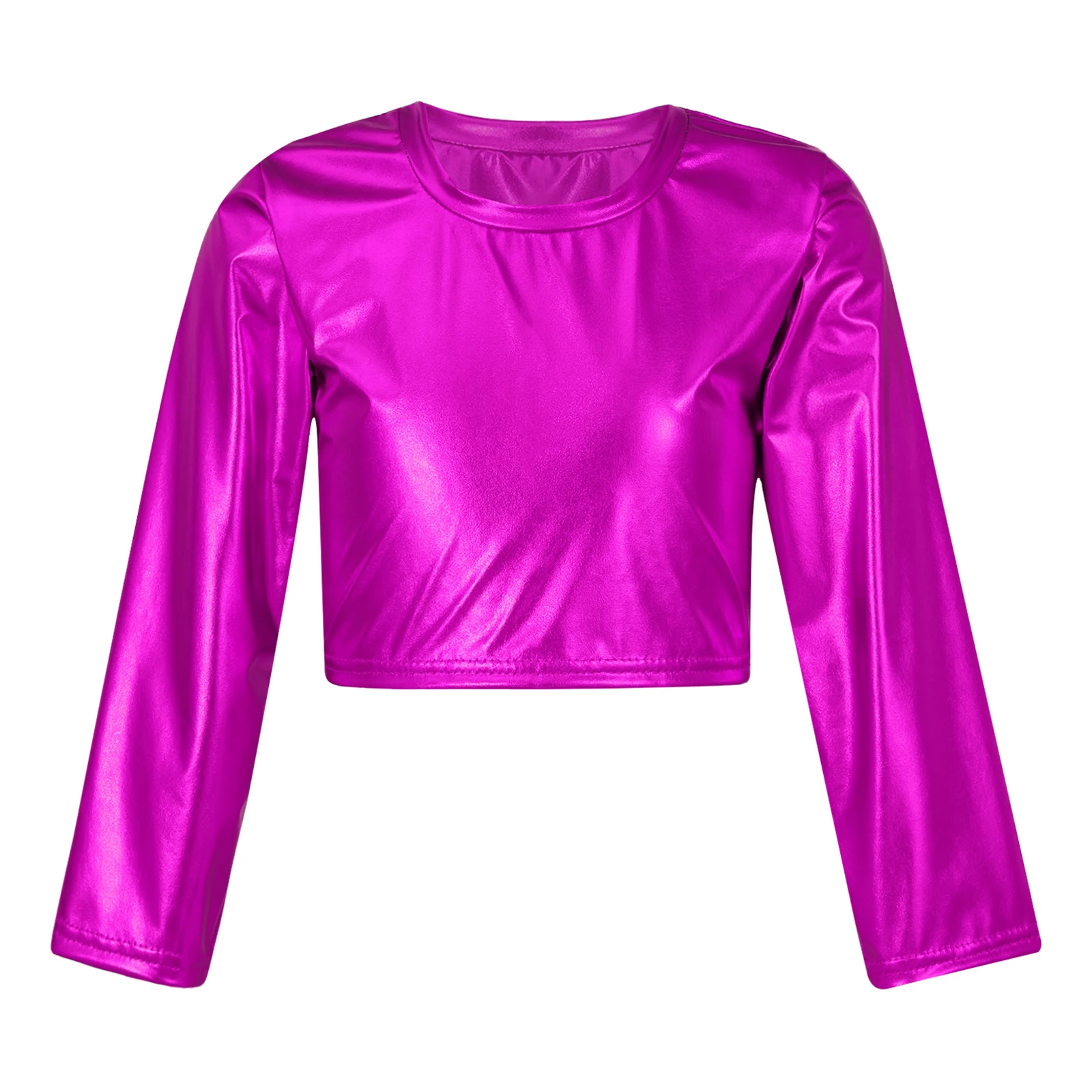 Детский танцевальный топ футболки джазовая Одежда для танцев детский Блестящий