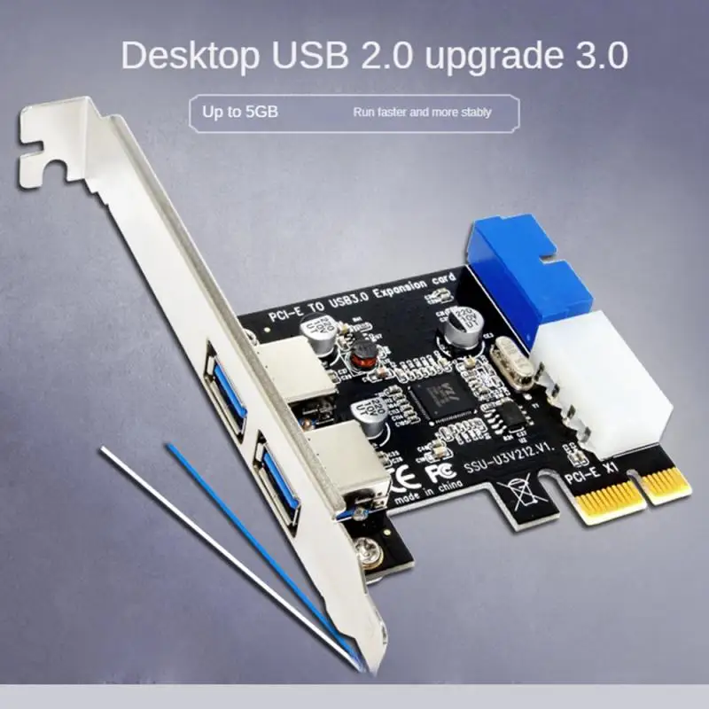 

RYRA Desktop Dual Interface USB3.0 Expansion Card PCI-E To USB3.0 With Front 20PIN Interface USB3.0 Transfer Card Adapter