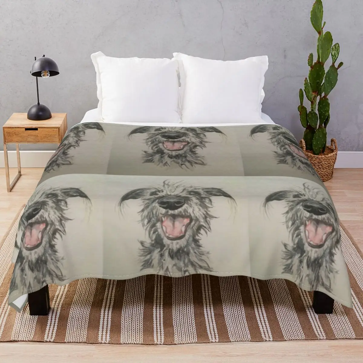 Scruffy Lurcher Blanket Velvet All Season Fluffy Unisex Throw Blankets for Bed Sofa Camp Cinema