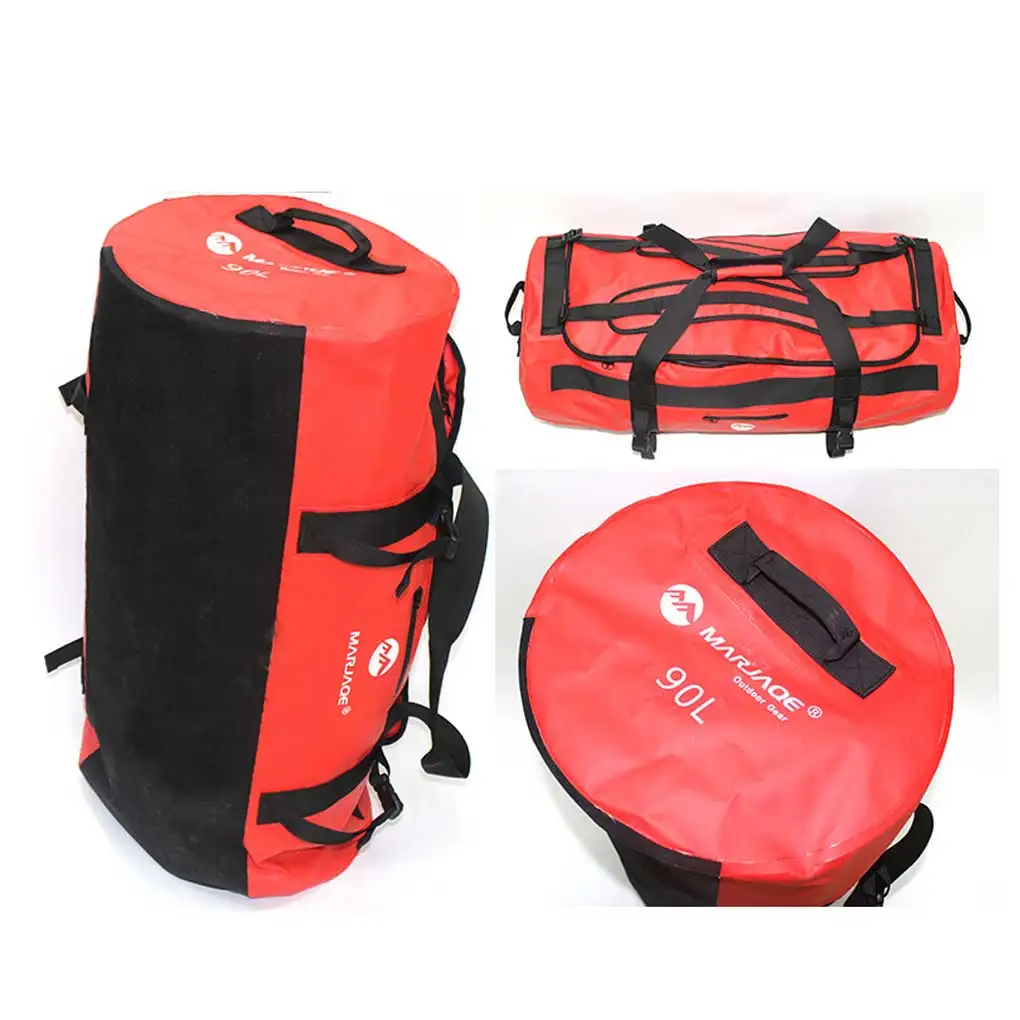 

Waterproof Duffel Outdoor Shoulder Bag Saddle Front Pocket PVC Mesh Storage Handbag for Travel Camping Black 30L