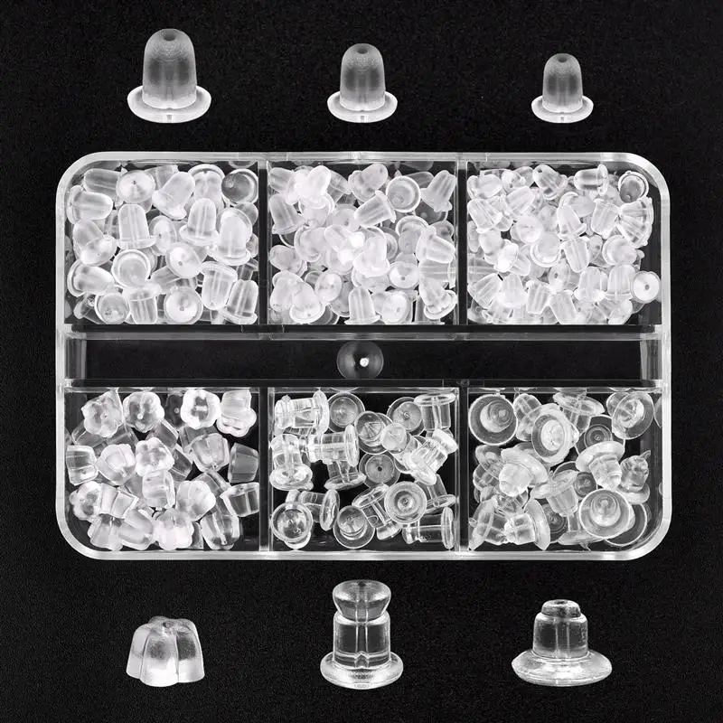 Набор силиконовых резиновых ушных штепсельных вилок для сережек гвоздиков