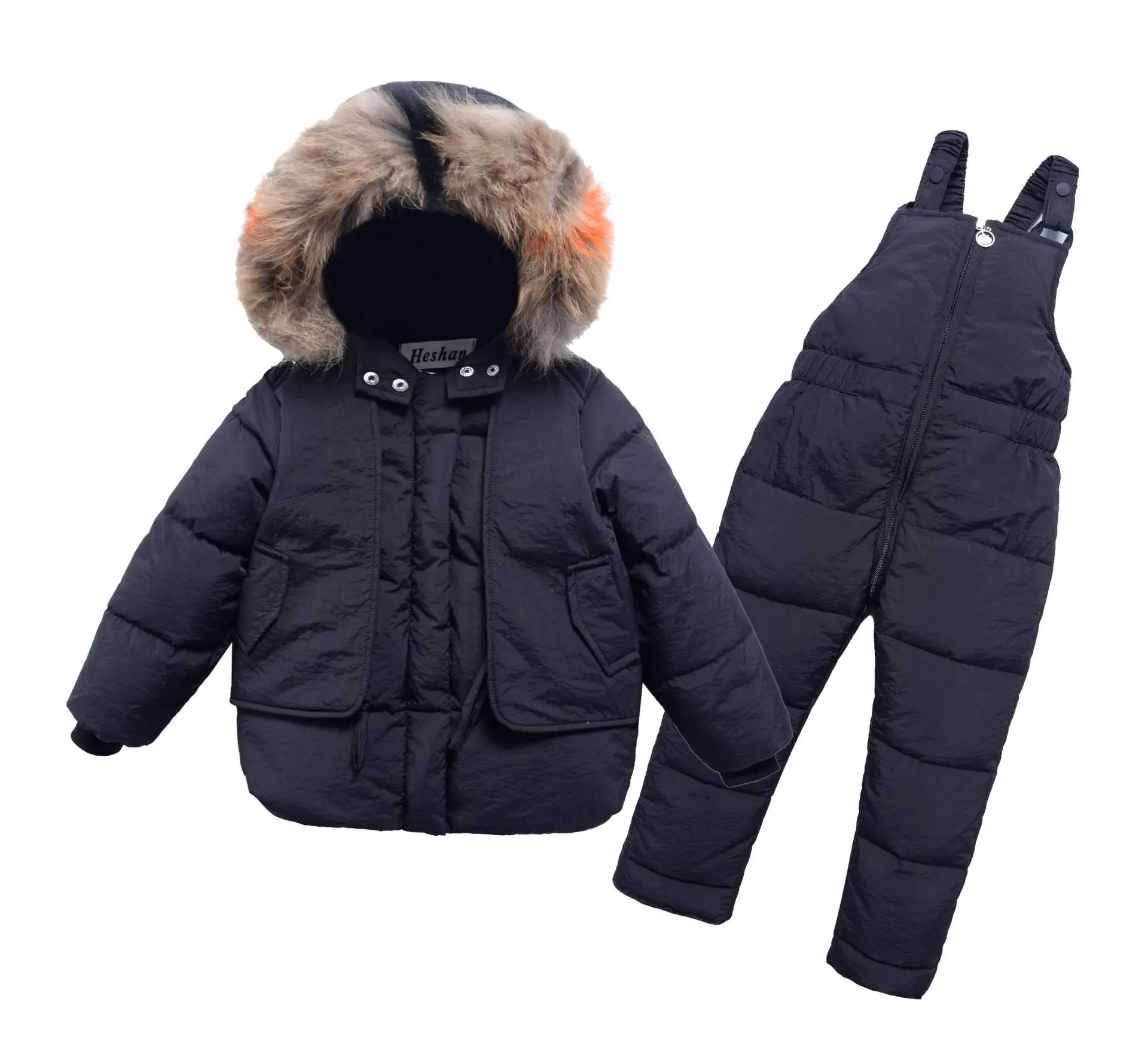 

2022 New Winter Baby Clothes Set Hooded Warm Down Jacket Coat Overalls Baby Girls Suit 1-4 Years Kid 2-piece Baby Down Overall
