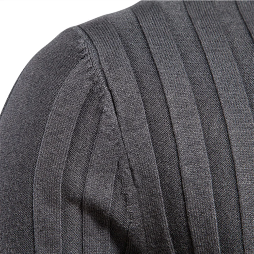 2023 Slim Fit Pullovers Turtleneck Men Casual Basic Solid Color Warm Striped Sweater Mens New Winter Fashion Sweaters Male