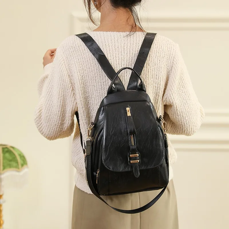 

Women Vintage Style Leather Backpacks Fashion PU Shoulder Bags Female Ladies Travel Backpack School Bags For Girls