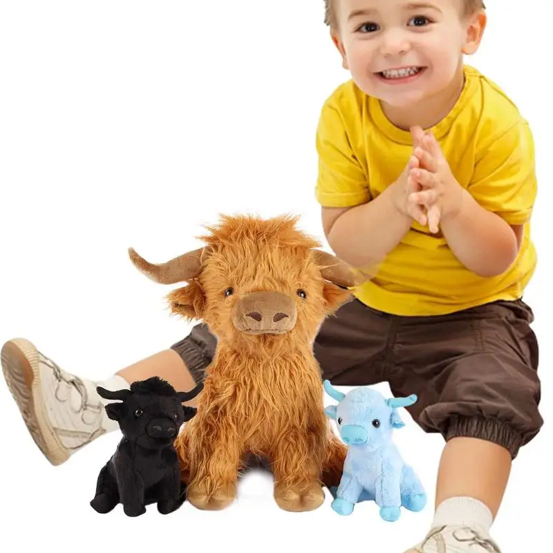 

Simulation Highland Cow Plush Animal Doll Soft Stuffed Wild Yak Plushie Toys Cute Kids Toy Home Decor