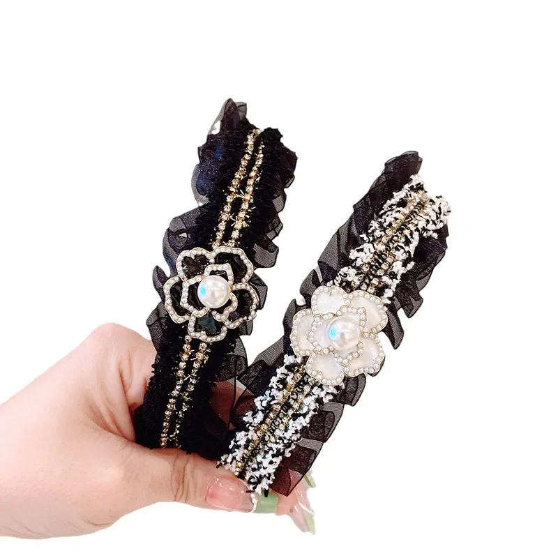 Жемчужная повязка на голову для женщин элитная осенне-зимняя цветочная