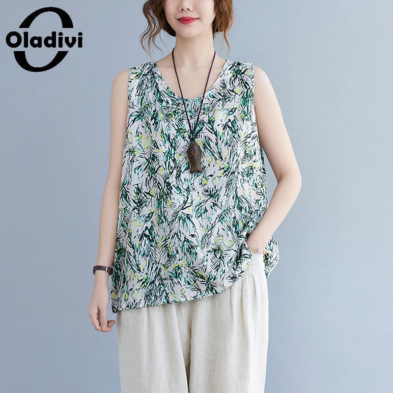 

Oladivi Женский Повседневный Свободный жилет без рукавов, женская летняя модная майка с принтом, топ для отдыха, футболки, туники, блуза 14342