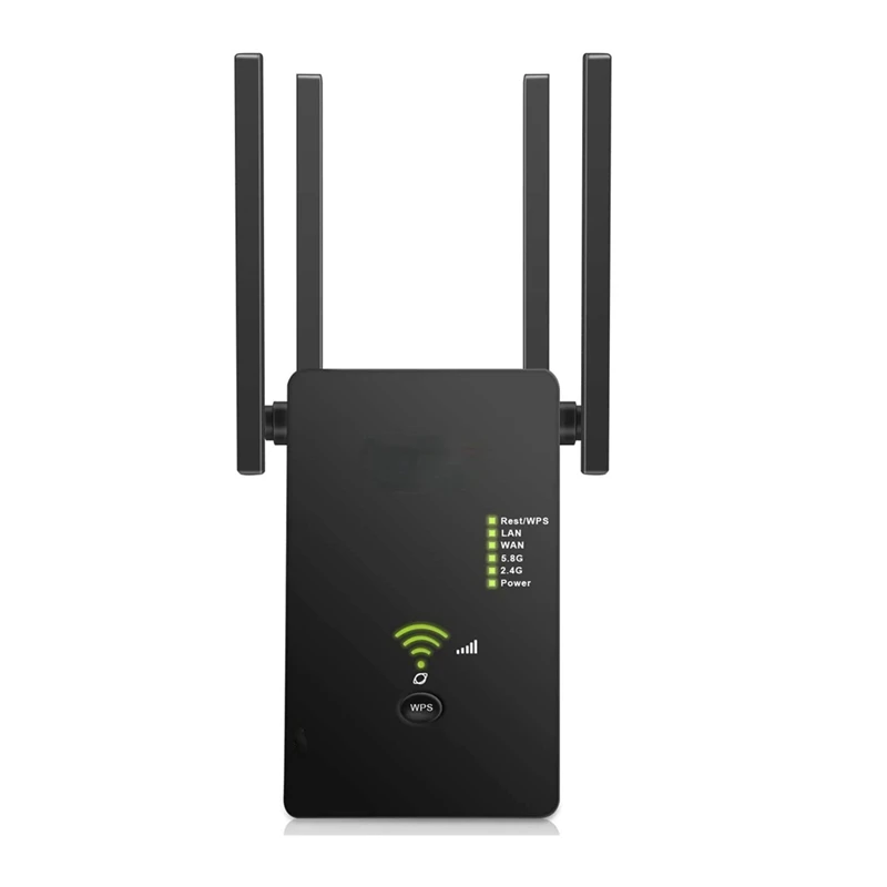 

5Ghz Wireless Wifi Repeater 1200Mbps Router Wifi Booster Repeater Host Black EU Plug