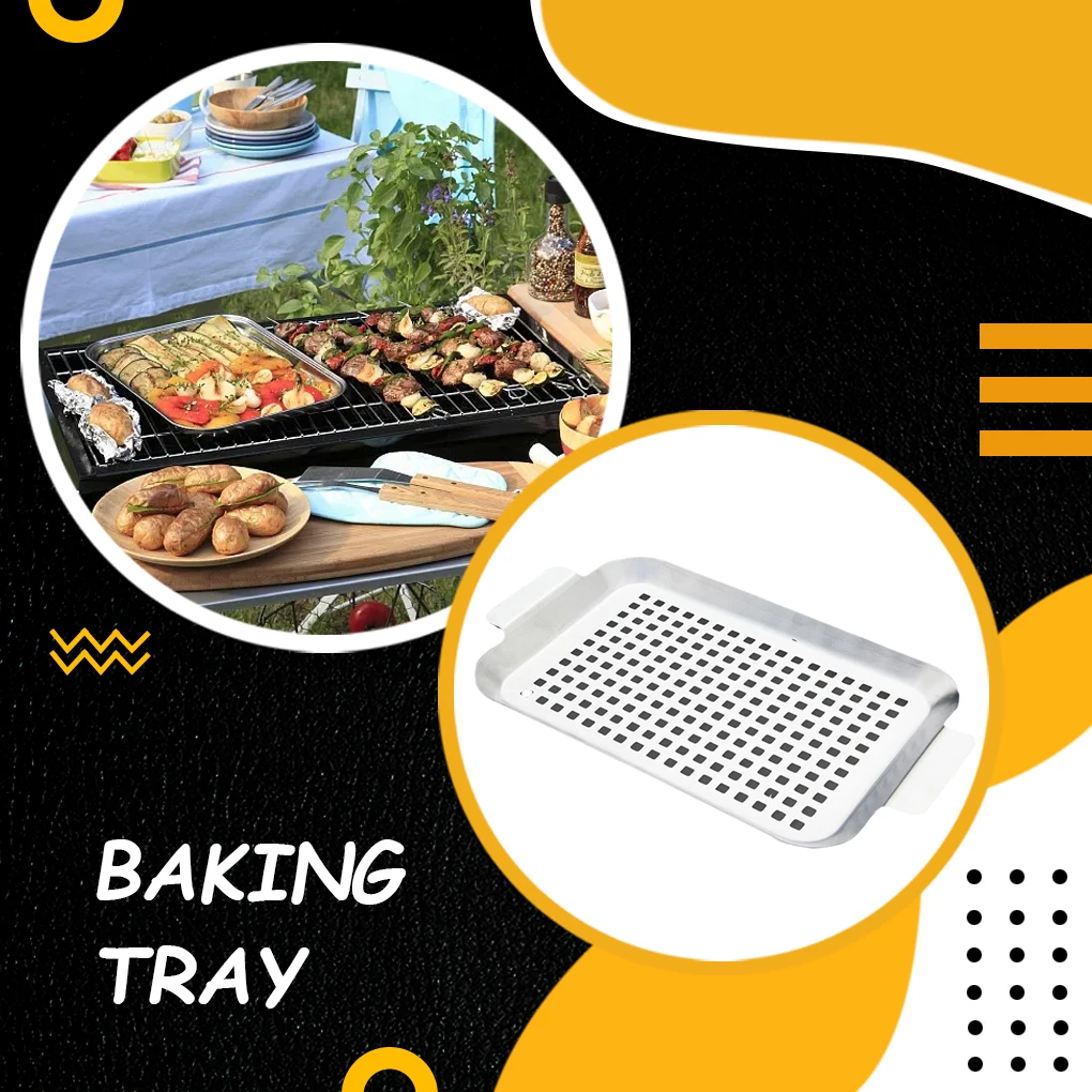 

Portable Stainless Steel Grill Basket For BBQ Grilling Pans Multifunctional Rectangle Grill Baskets