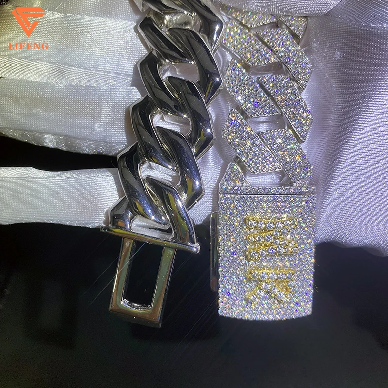 24 мм 4-рядная кубинская цепочка в стиле хип-хоп белая стерлинговое серебро 925