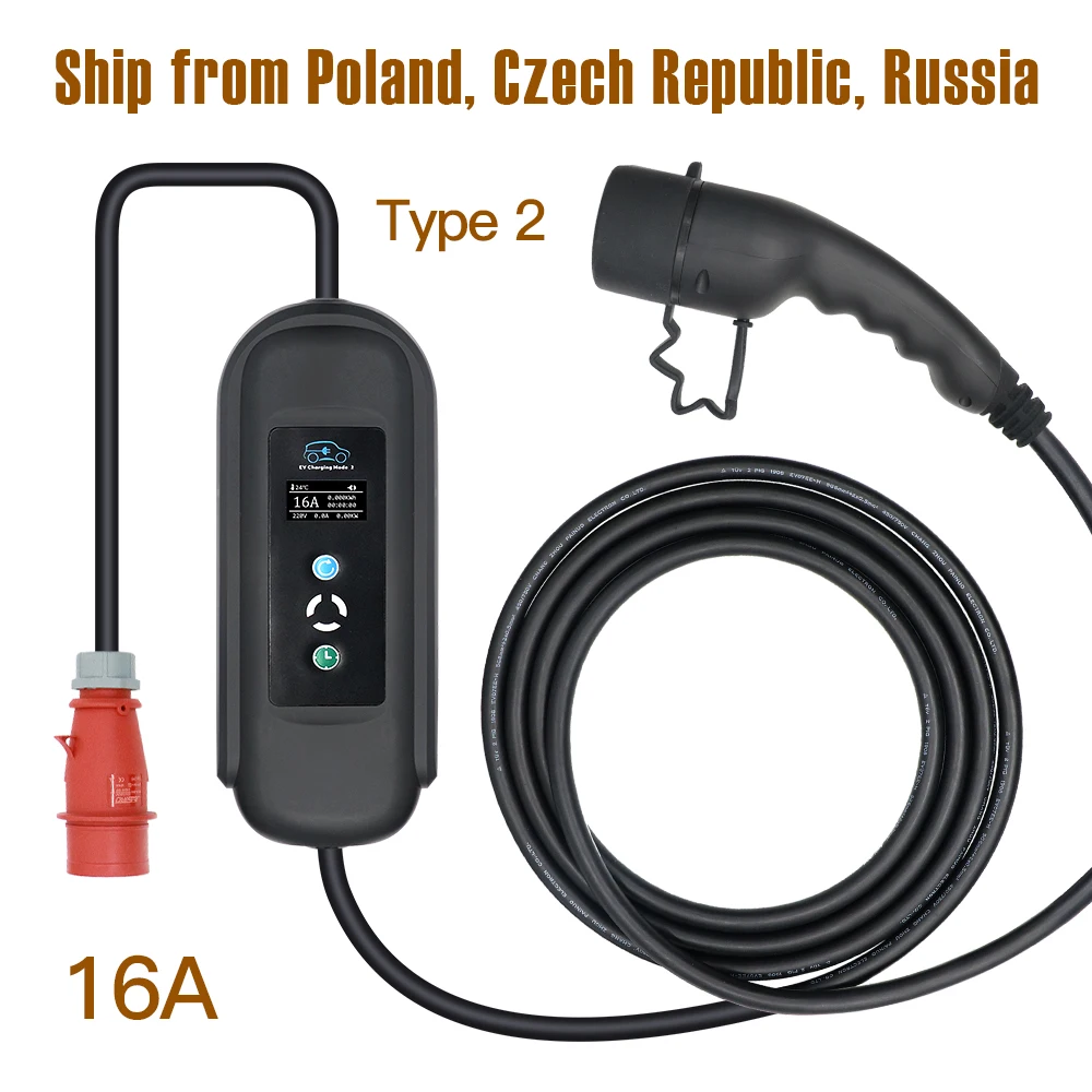 

11kw Ev Charger Type 2 3 Phase 16A iec 62196-2 CEE Plug Portable Electric Vehicle Car Charger EVSE Charging Station Evse Charger