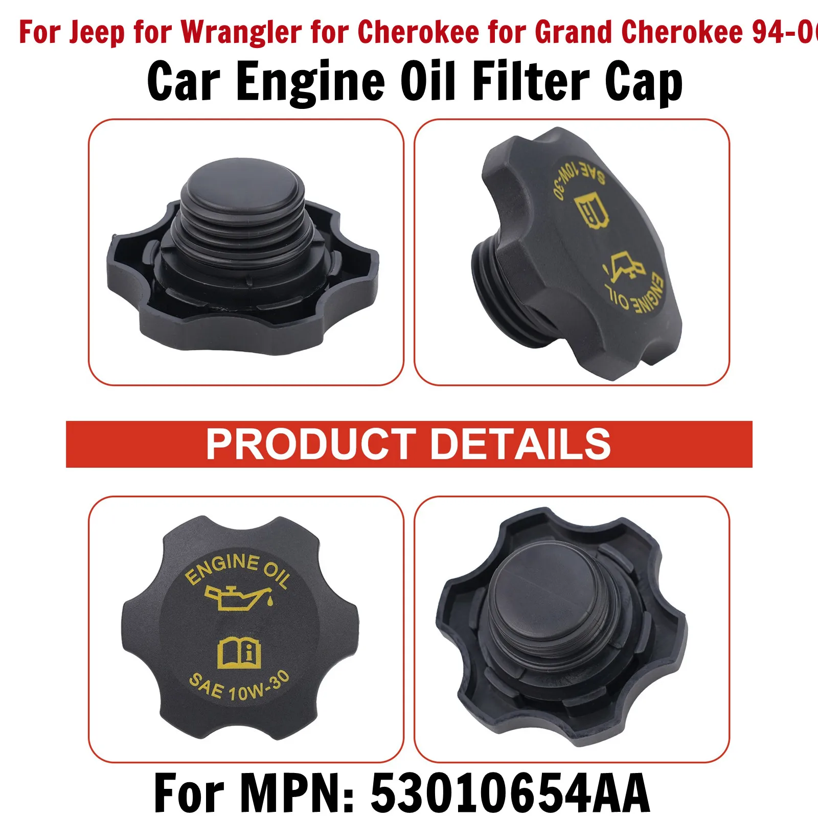 

Крышка маслозаливной горловины автомобиля 4,0 л для Jeep Cherokee 1994-2006 для Wrangler 1994-2006 для Grand Cherokee 1994-2006, масляный фильтр двигателя