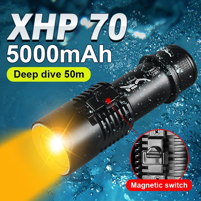 XHP70 желтый фонарь для дайвинга 5000 мАч