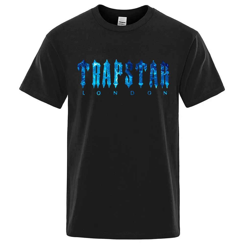 

Trapstar London Undersea blue Printed T-Shirt men Summer Breathable Casual Short Sleeve Street Oversized Cotton Brand T Shirts