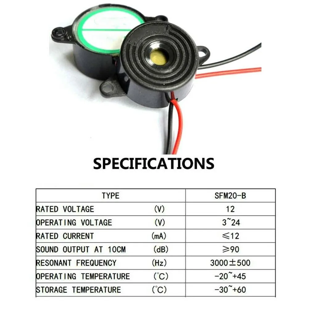 

Durable Piezo Buzzer Electric Alarm Buzzer ABS Alarm Black Built Circuit