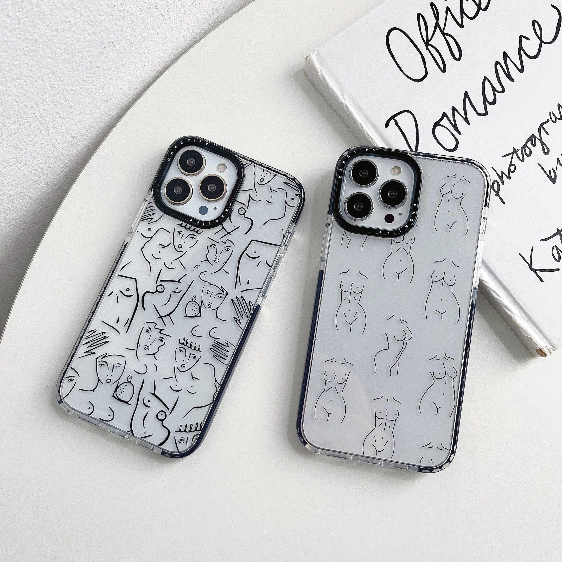 

CASETIFY Fashion Art Portrait Line Phone Case for Iphone 11 12 13 14 Pro Max X Xs Xr 7 8 Plus SE 2020 Transparent Drop-proof