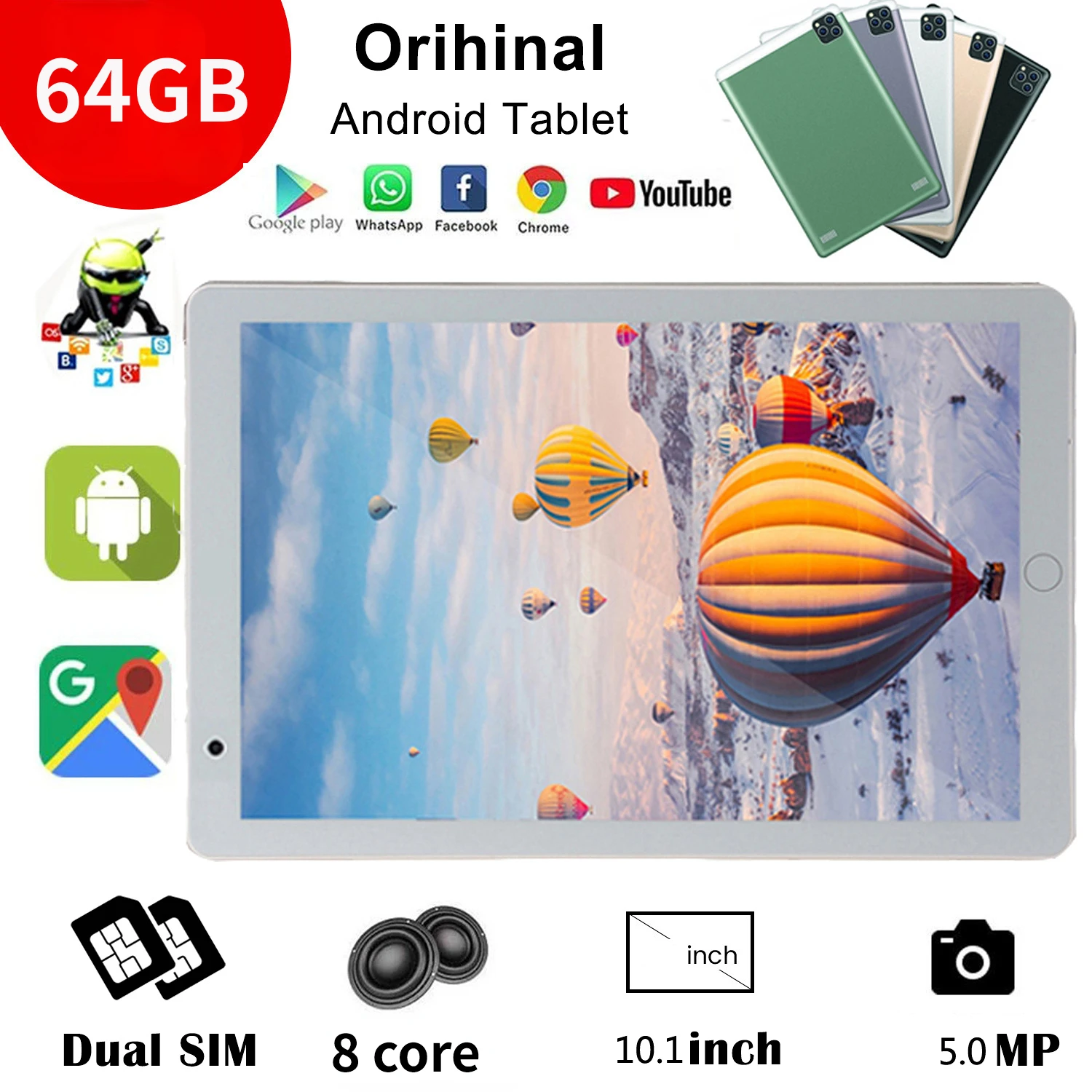 2023 New Original 10.1 inch 4G+64GB Tablets Octa Core Tablet Pc Android 9.0 Google Play 4G Phone Call WiFi Bluetooth GPS