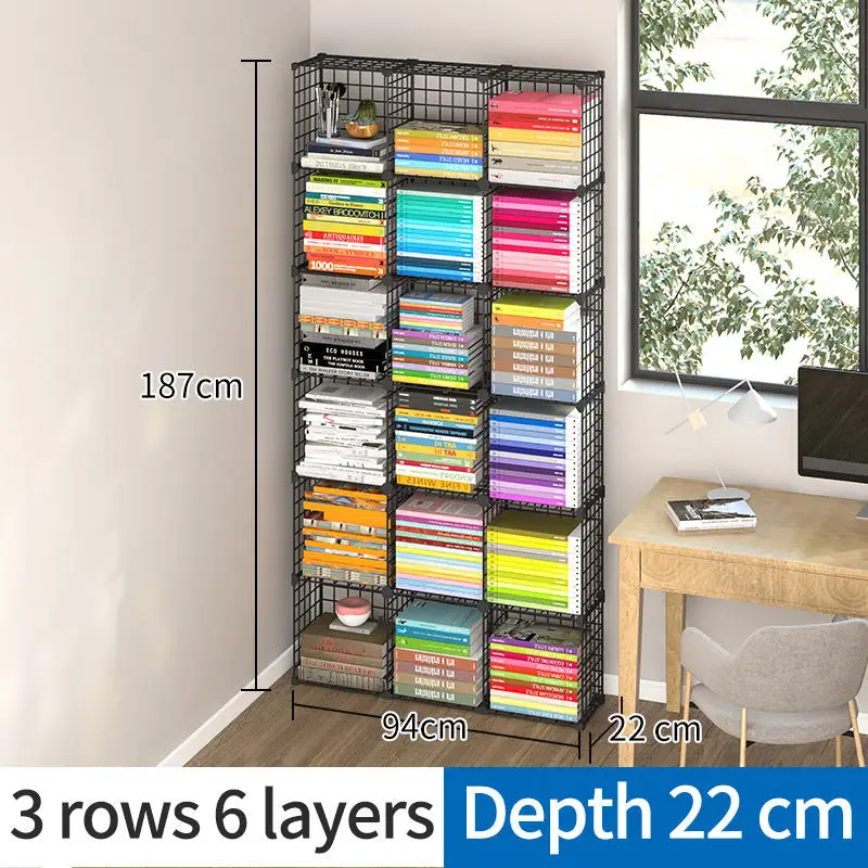 

3 Row 6 Layer Stackable Wire Cubes Storage Organizer Bookcase DIY Wire C Grids Storage Shelves Cabinet Closet Metal Bookshelf