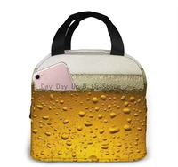 beer wallpaper portable lunch bag insulated cooler bag lunch handbag food zipper storage lunch box keep warm