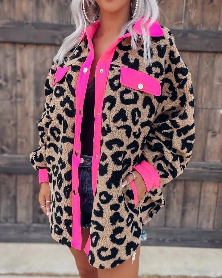 New 2022 Autumn and Winter European and American Leisure Furry Clothes Plush Coat Female Leopard Print Furry Coat
