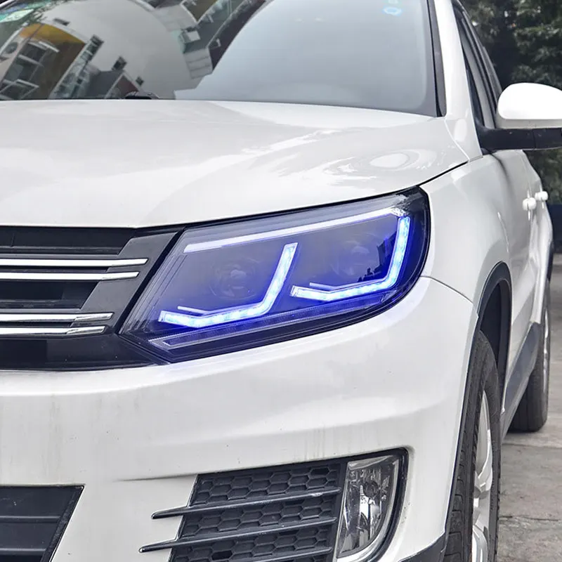 

Suitable For 13-17 Tiguan Headlight Assembly Tiguan Tihuan Headlights Changed To Dual-lens LED Racing Lights Laser Fog Lights