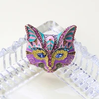 exquisite exaggerated large fox brooch enamel pin color diamond animal color blue eye summer accessory