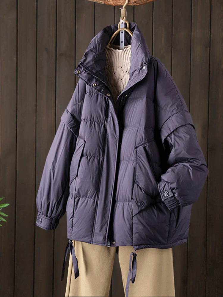 

Winter Fashion Warm Thick Duck Down Coat Women Oversize Pocket Jackets Autumn Casual Black Parkas 2022