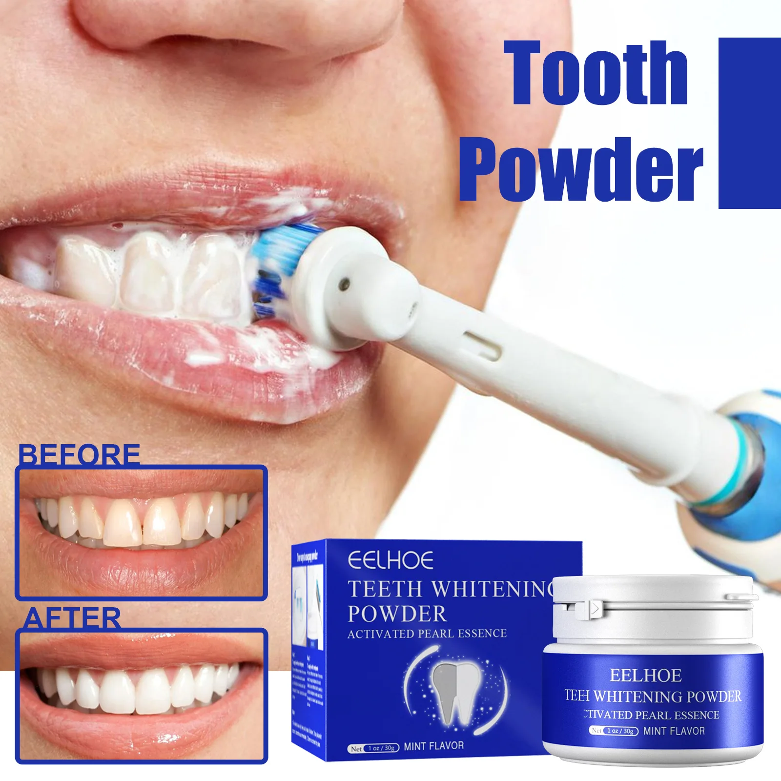 

Whitening Tooth Powder Freshen Breath Remove Smoke Stains Oral Hygiene Clean Effectively Removal Yellow Teeth Dental Care 30ml