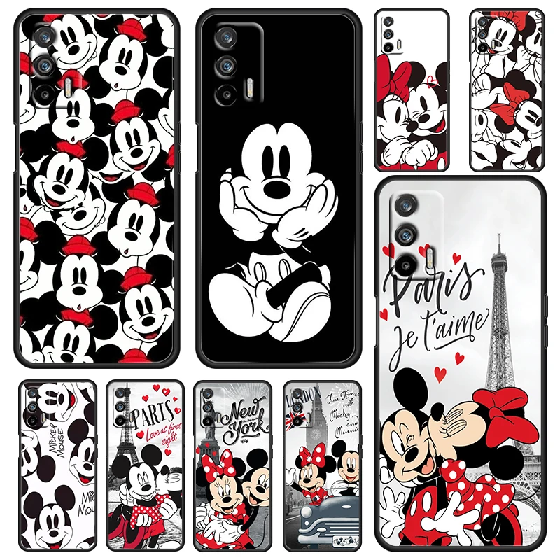 

Mickey Minnie London New York For OPPO Realme GT Master Neo C21Y C3 9 9i 8 6 Pro A5 A9 2020 A72 A74 Silicone Black Phone Case