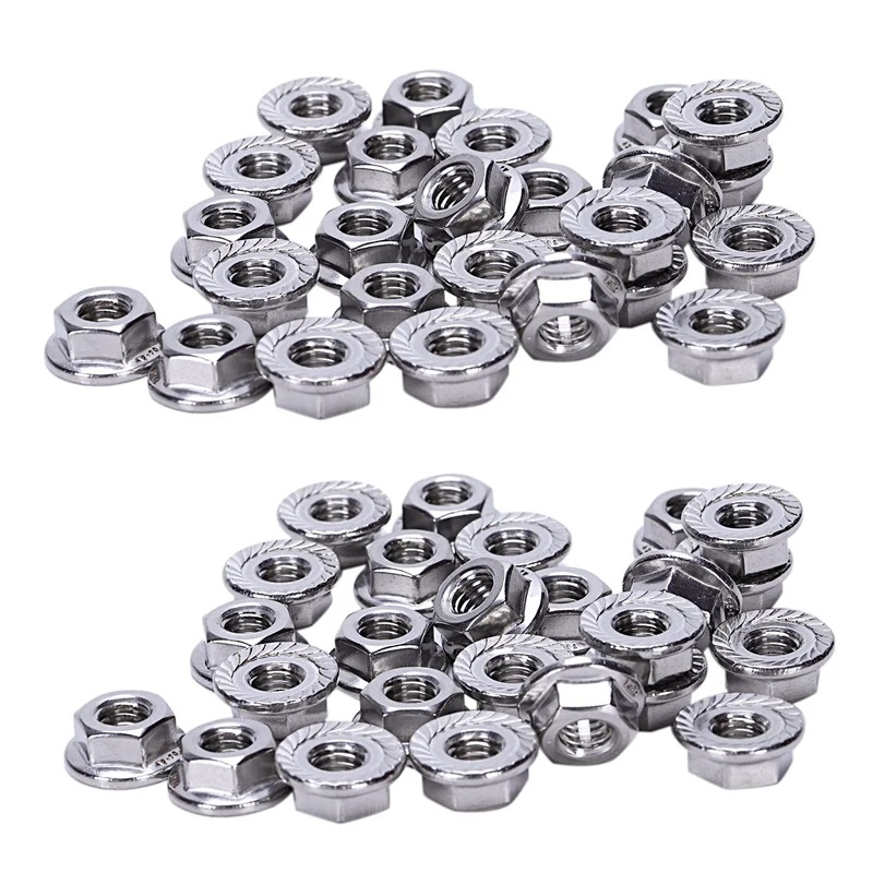 

50 Pcs 304 Stainless Steel Serrated Flange Metric Hex Lock Nuts M6