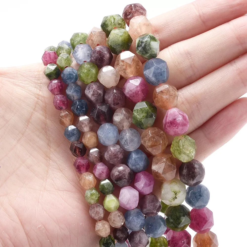 

Faceted Tourmaline Beads Natural Stone Bead for Jewelry Making DIY Charm Bracelet Necklace Accessories 6/8/10mm